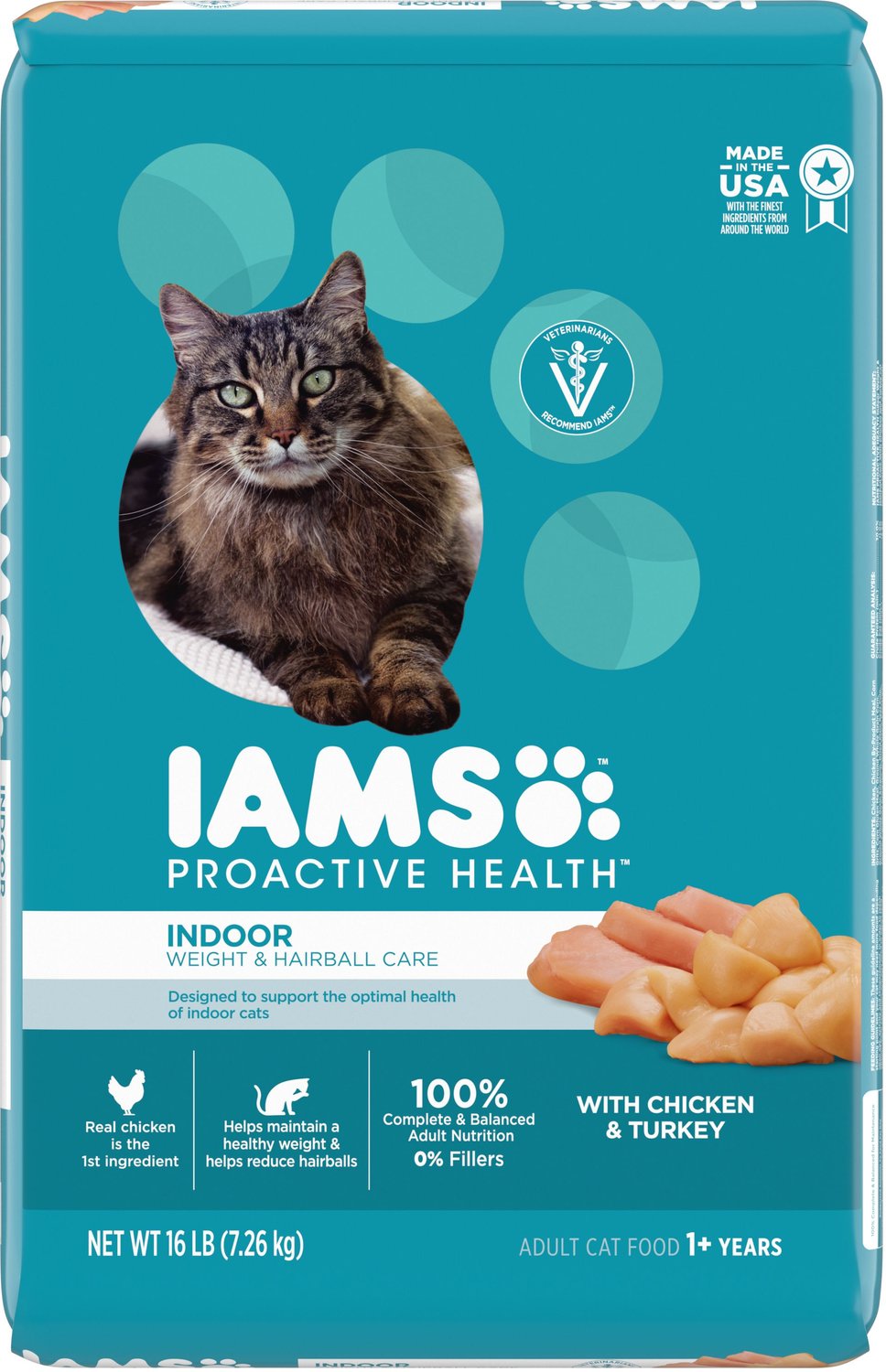 Iams ProActive Health Indoor Weight & Hairball Care Dry Cat Food, 16lb