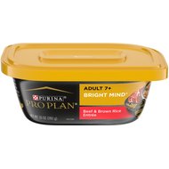 Purina Pro Plan Bright Mind Senior Adult 7+ Beef & Brown Rice Entree Wet Dog Food, 10-oz tub, case of 8