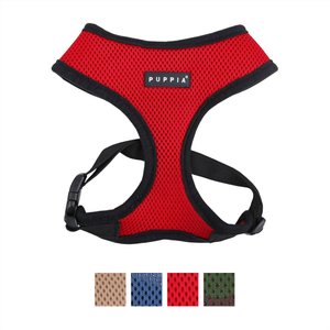 Puppia Soft Black Trim Dog Harness, Red, Small