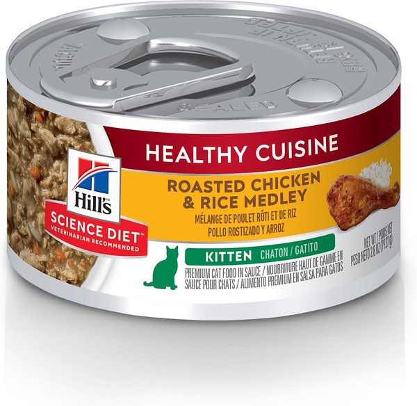 Hill's Science Diet Kitten Healthy Cuisine Roasted Chicken & Rice Medley Canned Cat Food, 2.8-oz, case of 24 slide 1 of 10