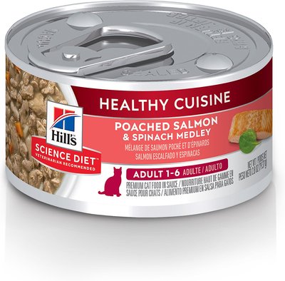 Hill's Science Diet Adult Healthy Cuisine Poached Salmon & Spinach Medley Canned Cat Food, slide 1 of 1