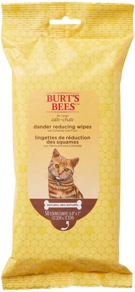 Burt's Bees Dander Reducing Wipes with Colloidal Oat Flour & Aloe Vera for Cats, 50 count slide 1 of 5