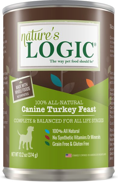 Nature's Logic Canine Turkey Feast All Life Stages Grain-Free Canned Dog Food, 13.2 oz, case of 12 slide 1 of 9