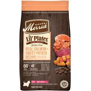 Merrick Lil' Plates Grain-Free Chicken-Free Real Salmon + Sweet Potato Recipe Small Breed Dry Dog Food, 4-lb bag