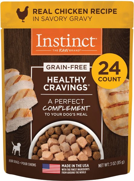 Instinct Healthy Cravings Grain-Free Cuts & Gravy Real Chicken Recipe Wet Dog Food Topper, 3-oz pouch, case of 24 slide 1 of 9