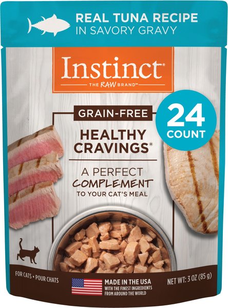 Instinct Healthy Cravings Grain-Free Cuts & Gravy Real Tuna Recipe Wet Cat Food Topper, 3-oz pouch, case of 24 slide 1 of 9
