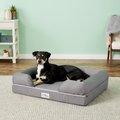 PetFusion Ultimate Lounge Memory Foam Bolster Cat & Dog Bed w/Removable Cover, Gray, Large