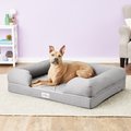 PetFusion Ultimate Lounge Memory Foam Bolster Cat & Dog Bed w/Removable Cover, Gray, X-Large