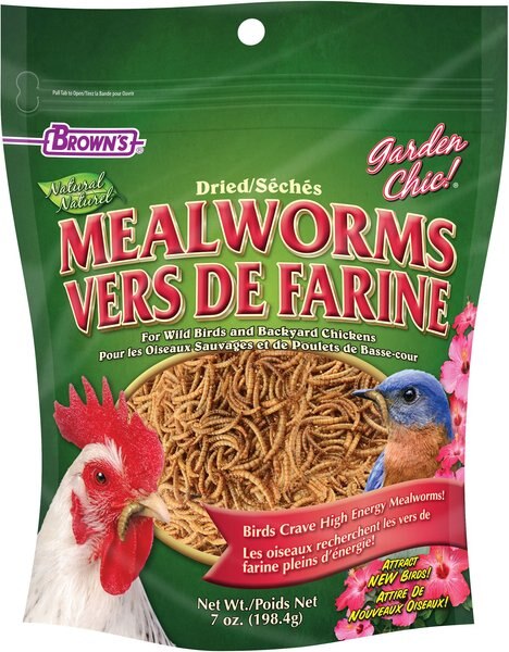 Brown's Dried Mealworms Wild Bird & Poultry Treats, 7-oz bag slide 1 of 3
