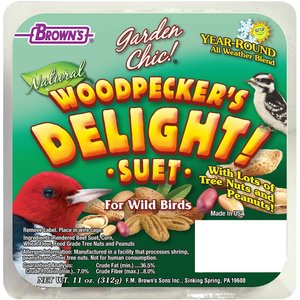 Brown's Garden Chic! Woodpecker's Delight! Suet Wild Bird Food, 11-oz tray