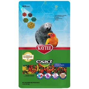 Kaytee Exact Rainbow Parrot & Conure Bird Food, 4-lb bag
