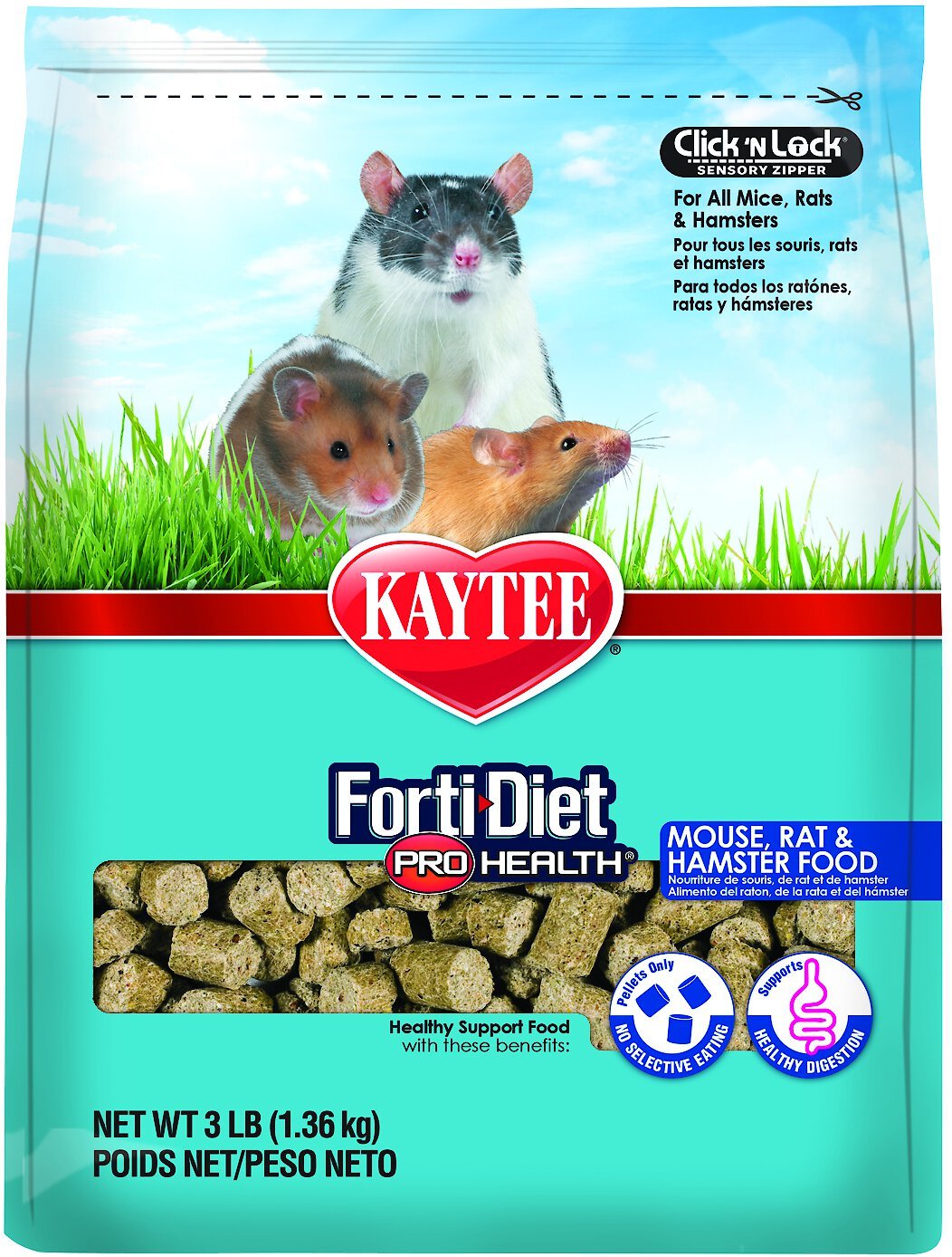 Kaytee Forti-Diet Pro Health Mouse, Rat & Hamster Food, 3-lb bag By Kaytee
