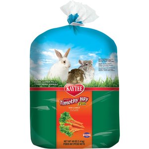 Kaytee Timothy Hay Plus Carrots Small Animal Food, 48-oz bag