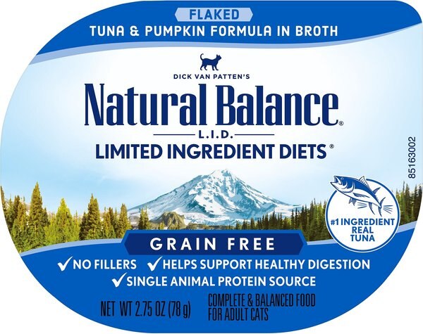 Natural Balance L.I.D. Limited Ingredient Diets Tuna & Pumpkin Formula Flaked Grain-Free Wet Cat Food, 2.75-oz, case of 24 slide 1 of 6