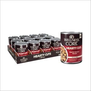 Wellness CORE Grain-Free Hearty Cuts in Gravy Beef & Venison Recipe Canned Dog Food, 12.5-oz, case of 12