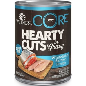 Wellness CORE Hearty Cuts in Gravy Whitefish & Salmon Recipe Grain-Free Canned Dog Food, 12.5-oz, case of 12