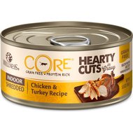 Wellness CORE Grain-Free Hearty Cuts in Gravy Indoor Shredded Chicken & Turkey Recipe Canned Cat Food, 5.5-oz, case of 24