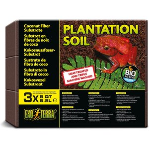 Exo Terra Plantation Soil Brick Tropical Terrarium Reptile Substrate, 8-qt, 3 count