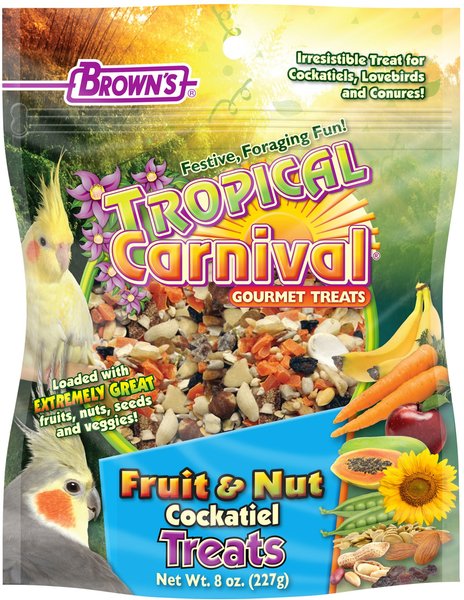Brown's Tropical Carnival Fruit & Nut Cockatiel Bird Treats, 8-oz bag slide 1 of 3