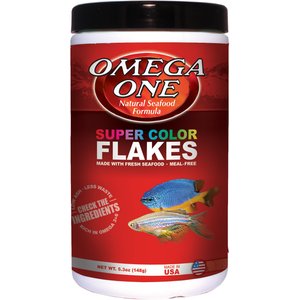 Omega One Super Color Flakes Tropical Fish Food, 5.3-oz jar
