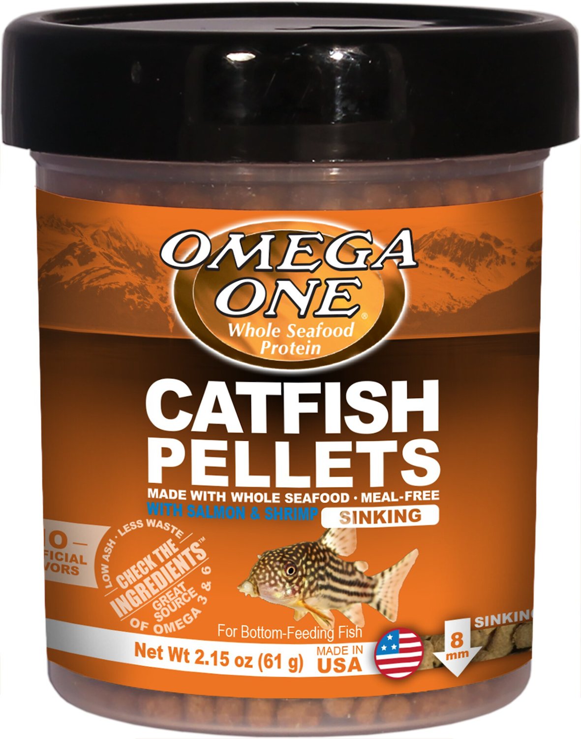 Omega One Sinking Shrimp Pellets Freshwater Saltwater Fish Food 2 15 Oz Jar
