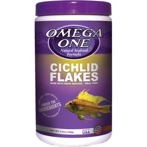 Omega One Cichlid Flakes Fish Food, 5.3-oz jar