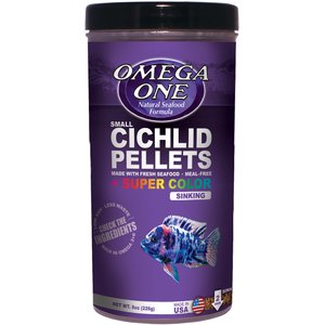 Omega One Super Color Small Cichlid Pellets Sinking Fish Food, 8-oz jar