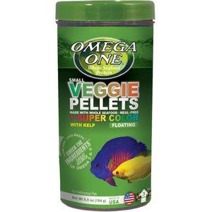 Omega One Super Veggie Kelp Pellets Floating Algae Grazers Fish Food, 6.5-oz jar