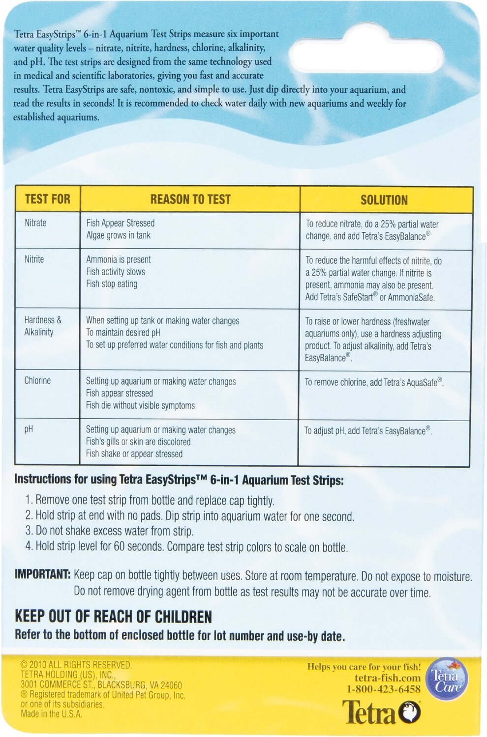 Aquarium Water Test Chart