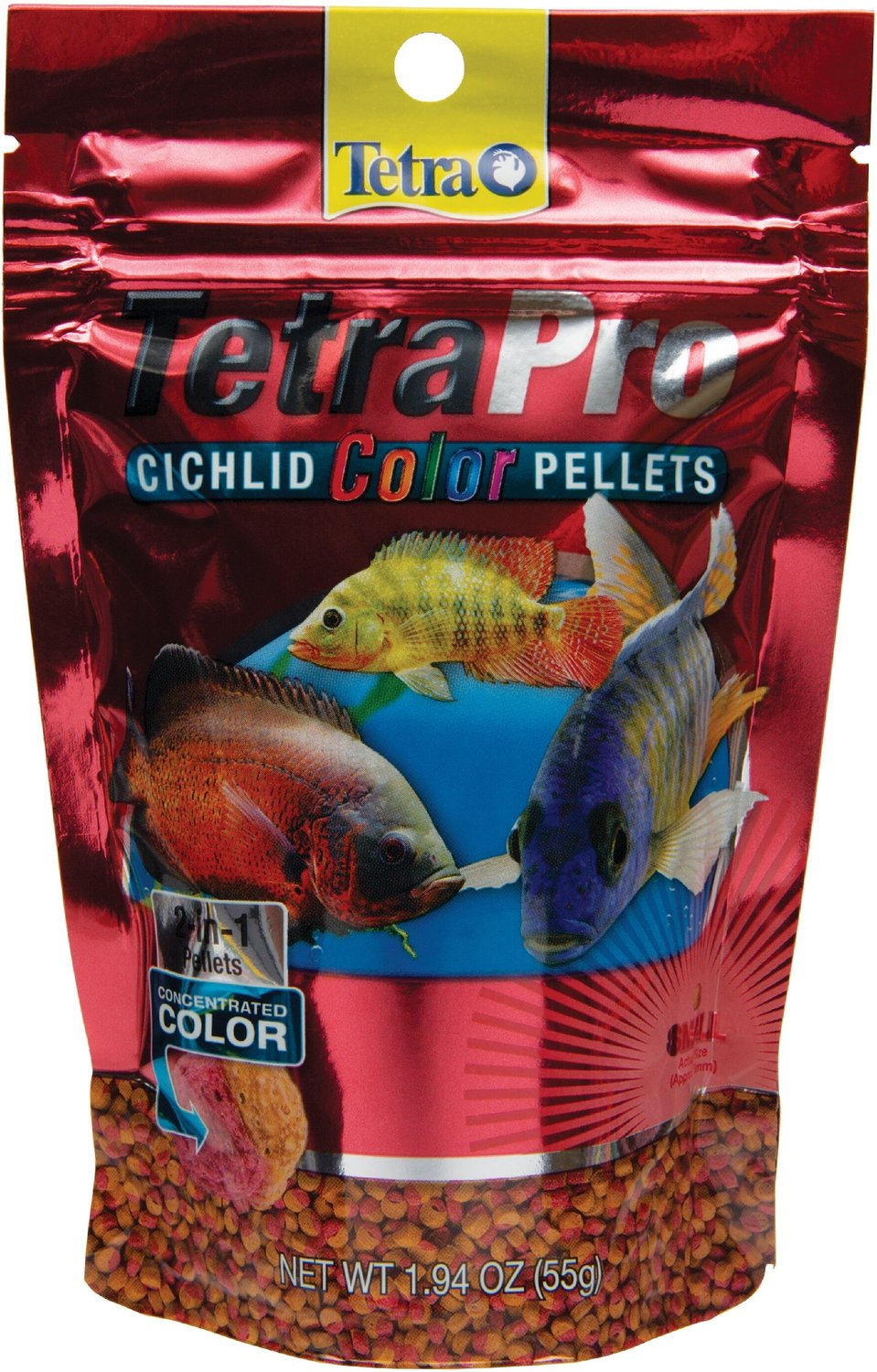 TETRA Pro Small Cichlid Color Pellet Fish Food, 1.94oz
