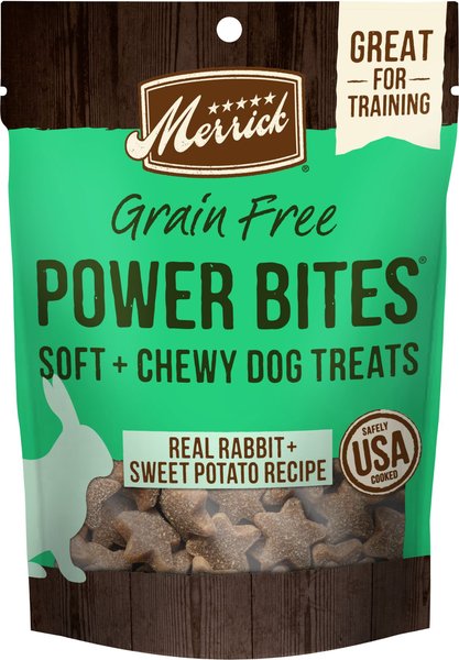 Merrick Power Bites Real Rabbit + Sweet Potato Recipe Grain-Free Soft & Chewy Dog Treats, 6-oz bag slide 1 of 9