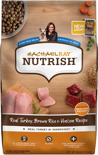 Rachael Ray Nutrish Real Turkey, Brown Rice & Venison Recipe Dry Dog Food, 26-lb bag slide 1 of 10