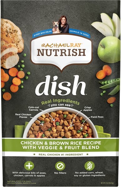 Rachael Ray Nutrish Dish Natural Chicken & Brown Rice Recipe with Veggies & Fruit Dry Dog Food, 23-lb bag slide 1 of 8