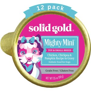 Solid Gold Mighty Mini Chicken, Chickpea & Pumpkin Recipe in Gravy Grain-Free Toy & Small Breed Dog Food Cups, 3.5-oz cup, case of 12