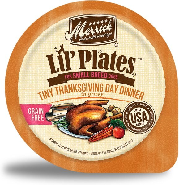 Merrick Lil' Plates Grain-Free Small Breed Wet Dog Food Tiny Thanksgiving Day Dinner, 3.5-oz tub, case of 12 slide 1 of 9