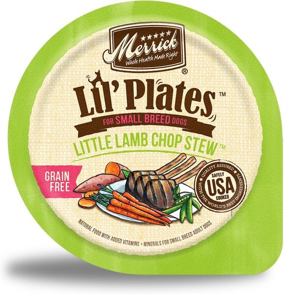 Merrick Lil' Plates Grain-Free Small Breed Wet Dog Food Little Lamb Chop Stew, 3.5-oz tub, case of 12 slide 1 of 9
