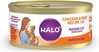 Halo Chicken & Beef Recipe Grain-Free Indoor Cat Canned Cat Food, slide 1 of 1