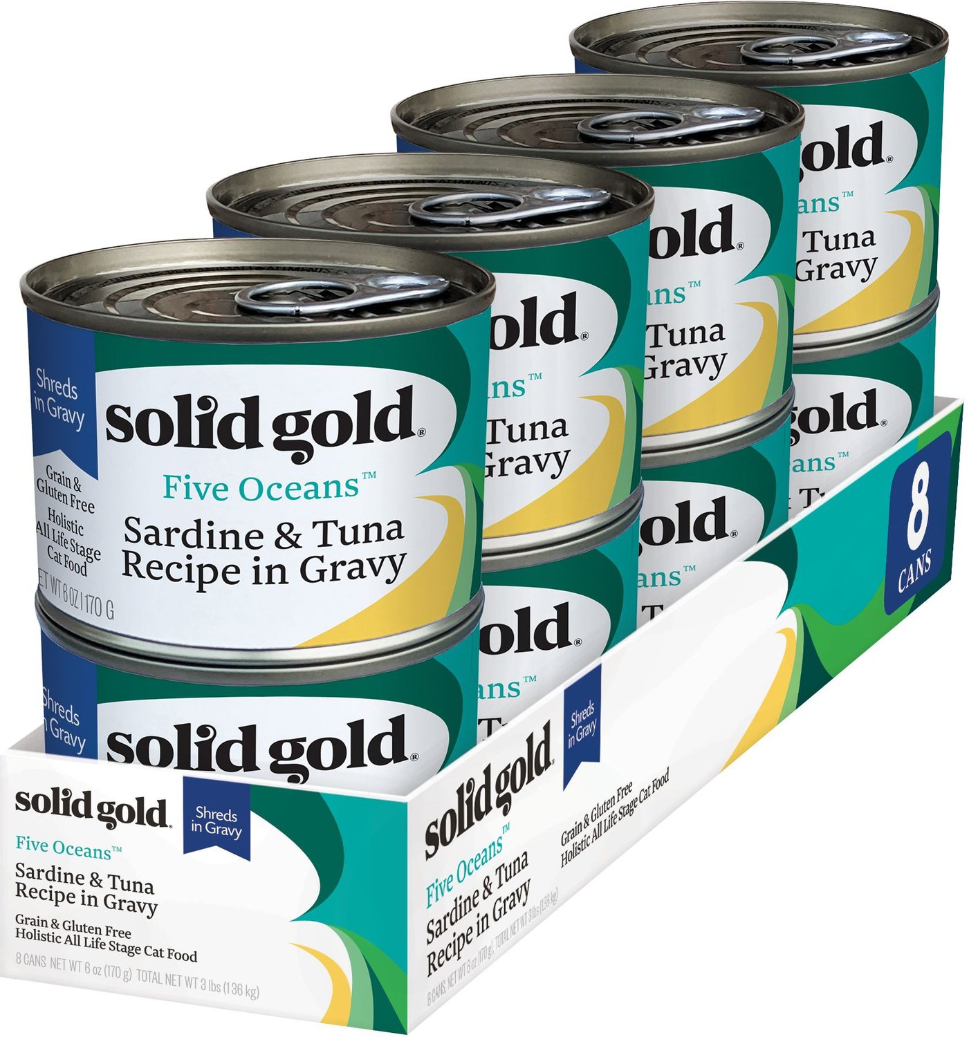Solid Gold Five Oceans Sardines & Tuna Recipe in Gravy