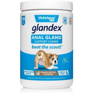 Vetnique Labs Glandex Peanut Butter Flavored Soft Chew Digestive & Anal Gland Supplement for Dogs, 120 count