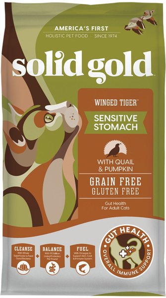 Solid Gold Winged Tiger with Quail & Pumpkin Grain-Free Sensitive Stomach Adult Dry Cat Food, 6-lb bag slide 1 of 8
