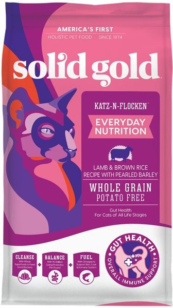Solid Gold Katz-n-Flocken Lamb & Brown Rice Recipe with Pearled Barley Whole Grain Dry Cat Food, 12-lb bag slide 1 of 8