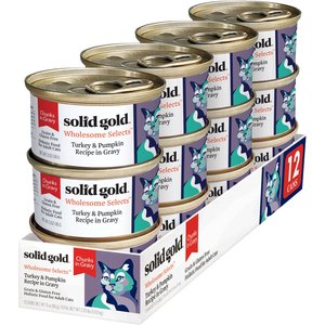 Solid Gold Wholesome Selects with Real Turkey & Pumpkin Recipe in Gravy Grain-Free Canned Cat Food, 3-oz, case of 12