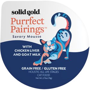 Solid Gold Purrfect Pairings Savory Mousse with Chicken Liver & Goat Milk Grain-Free Cat Food Cups, 2.75-oz, case of 6