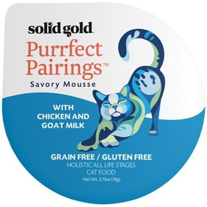 Solid Gold Purrfect Pairings Savory Mousse with Chicken & Goat Milk Grain-Free Cat Food Cups, 2.75-oz, case of 6