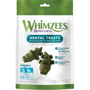 WHIMZEES Alligator Grain-Free Dental Dog Treats, Small, 24 count