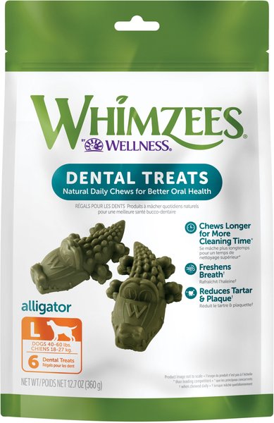 WHIMZEES Alligator Grain-Free Dental Dog Treats, Large, 6 count slide 1 of 11