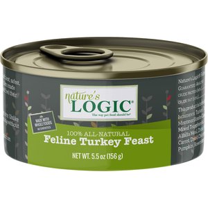 Nature's Logic Feline Turkey Feast Grain-Free Canned Cat Food, 5.5-oz, case of 24