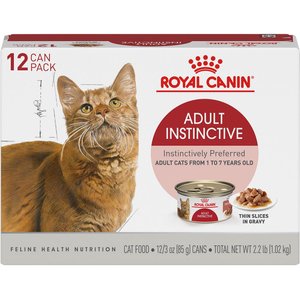 Royal Canin Feline Health Nutrition Adult Instinctive Thin Slices in Gravy Canned Cat Food, 3-oz, pack of 12