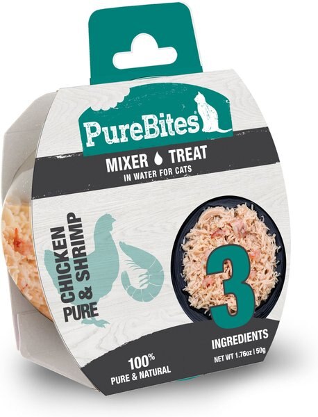 PureBites Mixers 100% Chicken Breast & Shrimp in Water Grain-Free Cat Food Trays, 1.76-oz, case of 12 slide 1 of 9