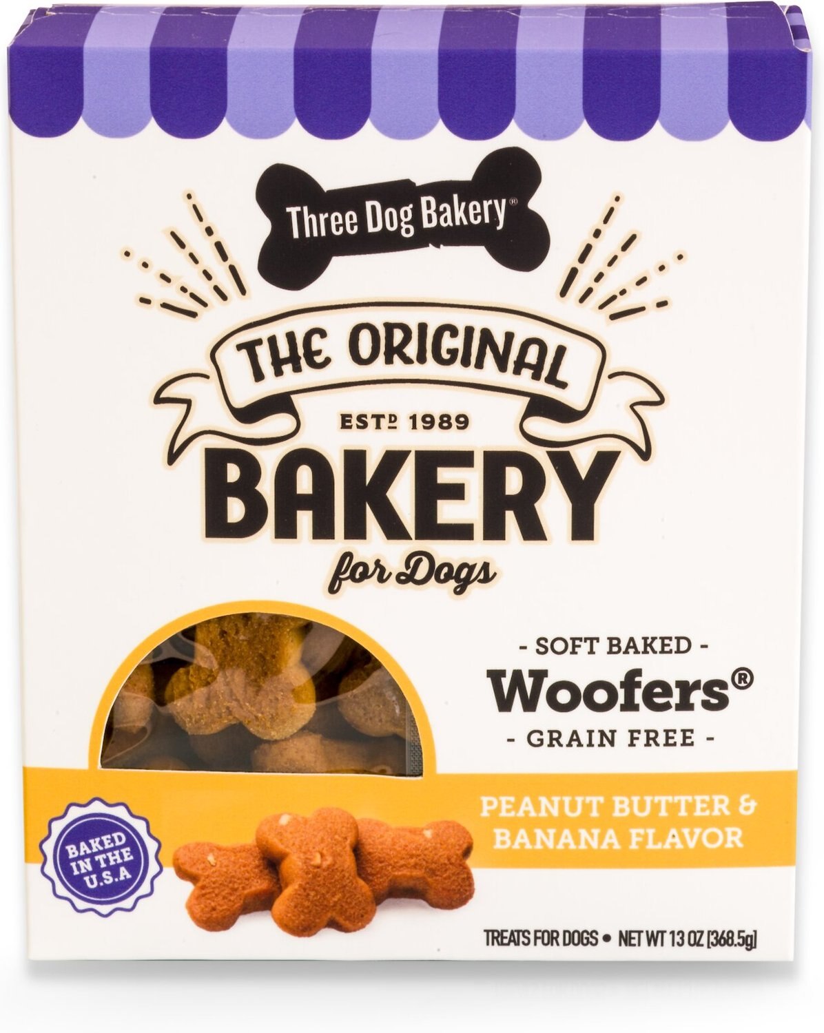 Three Dog Bakery Woofers Peanut Butter Banana Flavor Grain Free